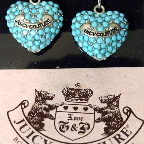 JUICY Couture Sky Blue Heart Dangling Earrings 🎁 NWT - Picture 2 of 7